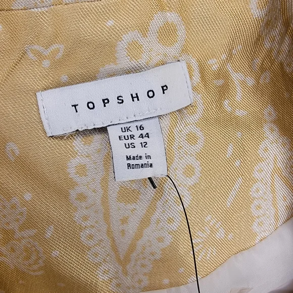 NWT Topshop Women's  Paisley Jacquard Blazer in Gold Size 12 - Picture 5 of 8